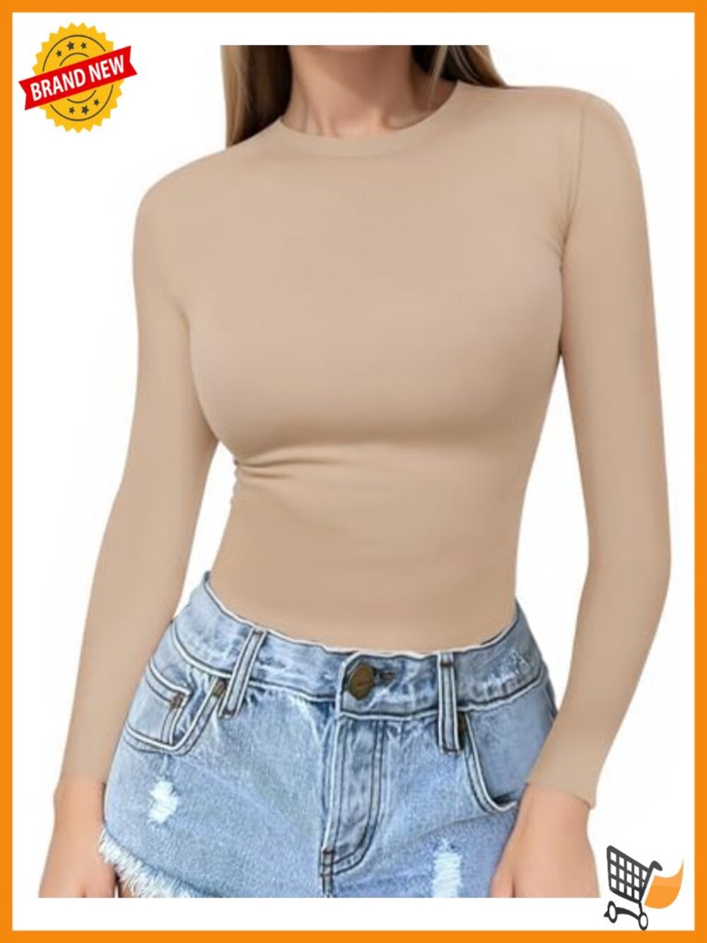 Fitted Long Sleeve Crew Neck T Shirt Seamless Basic Tee Top